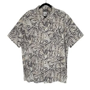 Columbia black taupe Hawaiian print casual short sleeve button down camp shirt